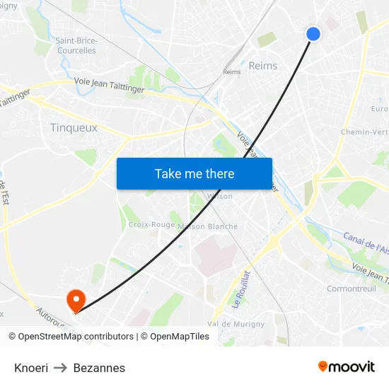 Knoeri to Bezannes map