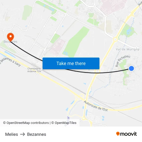 Melies to Bezannes map