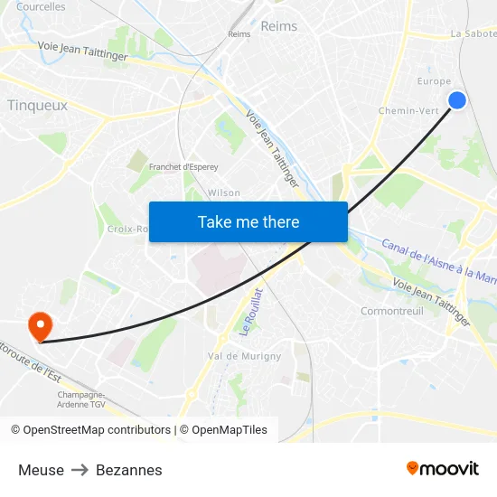 Meuse to Bezannes map