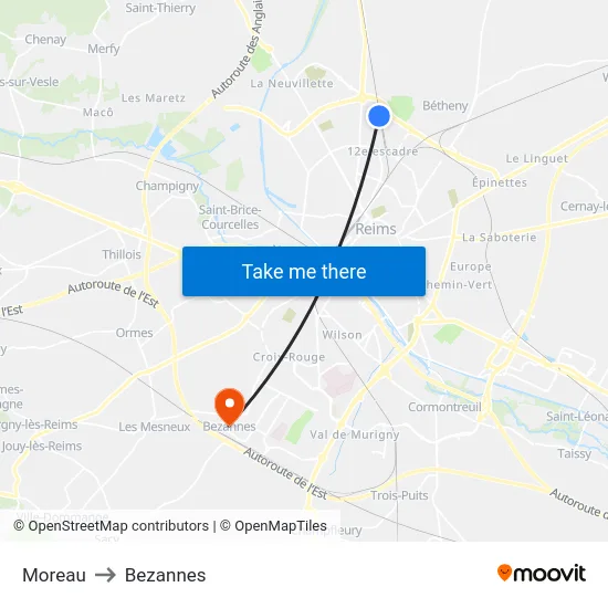 Moreau to Bezannes map