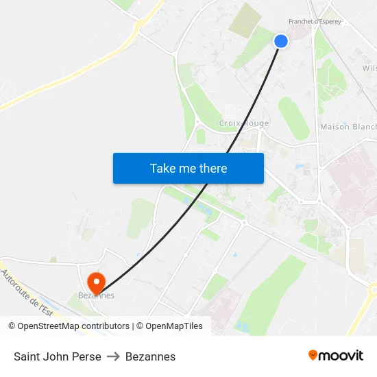 Saint John Perse to Bezannes map