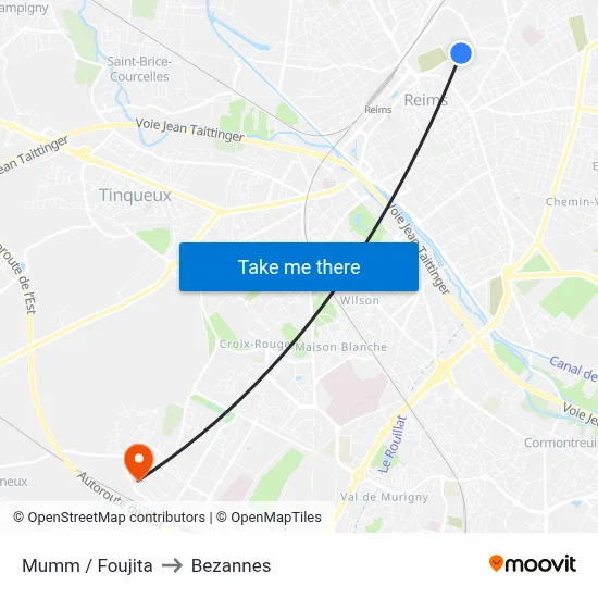 Mumm / Foujita to Bezannes map
