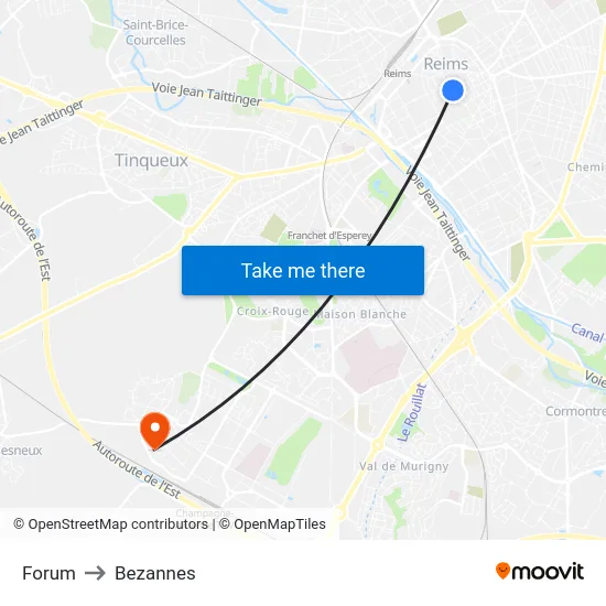 Forum to Bezannes map