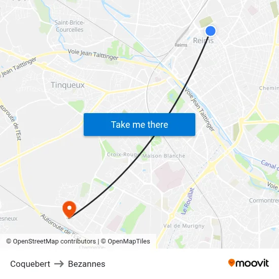 Coquebert to Bezannes map