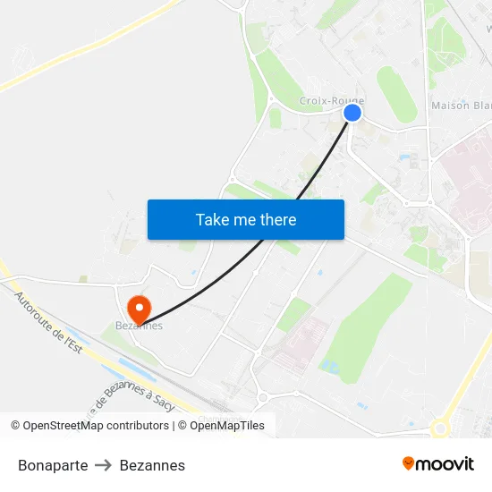 Bonaparte to Bezannes map