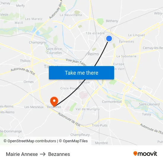 Mairie Annexe to Bezannes map
