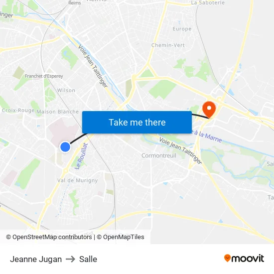 Jeanne Jugan to Salle map