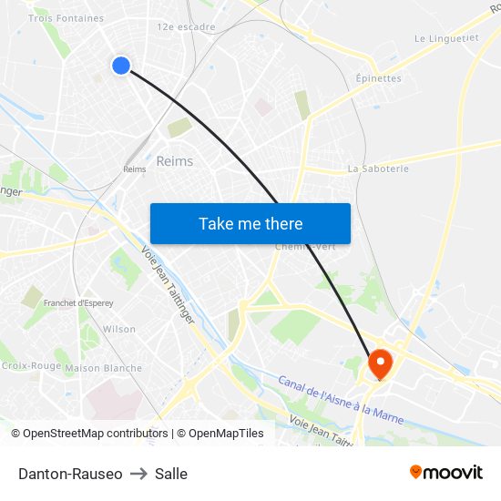 Danton-Rauseo to Salle map