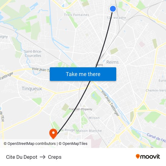 Cite Du Depot to Creps map