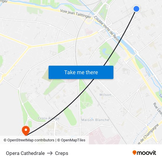 Opera Cathedrale to Creps map