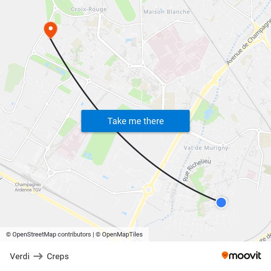 Verdi to Creps map