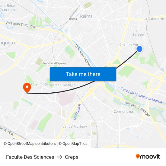 Faculte Des Sciences to Creps map