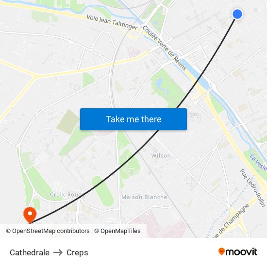 Cathedrale to Creps map