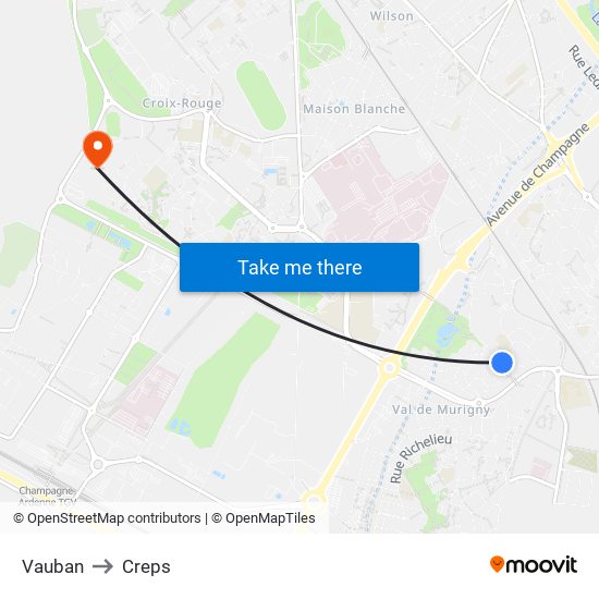 Vauban to Creps map