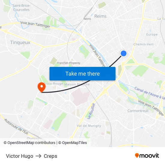 Victor Hugo to Creps map