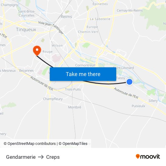 Gendarmerie to Creps map