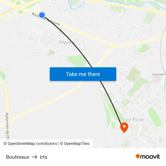 Boutreaux to Irts map