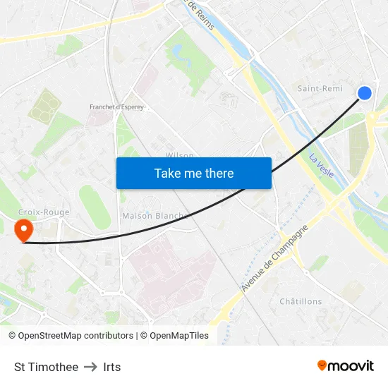 St Timothee to Irts map