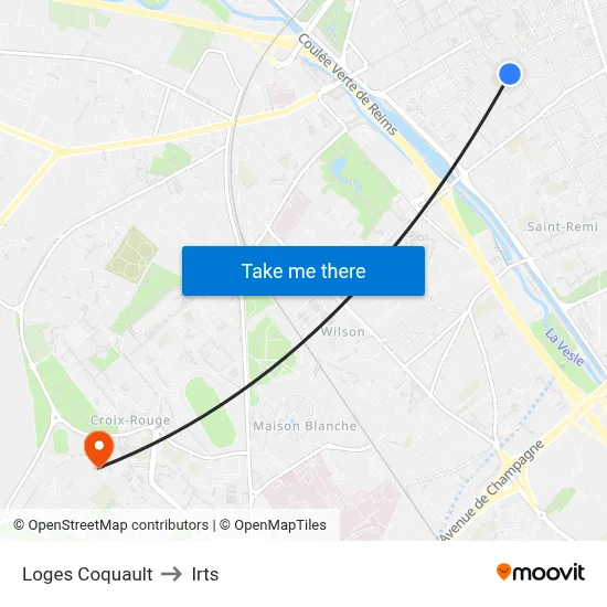 Loges Coquault to Irts map