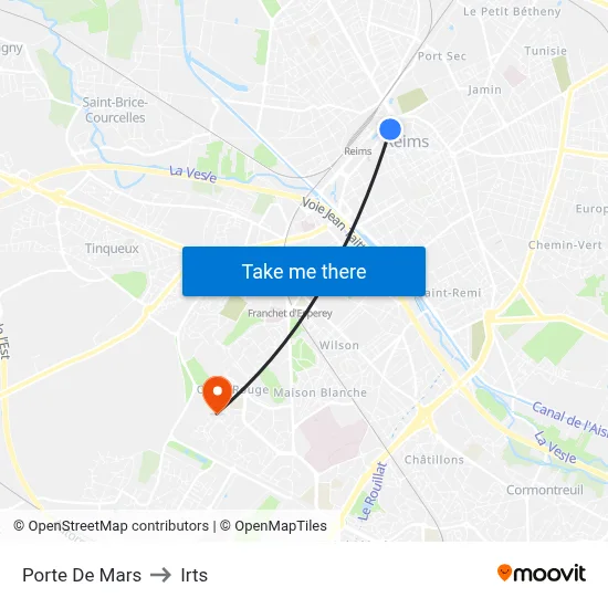 Porte De Mars to Irts map