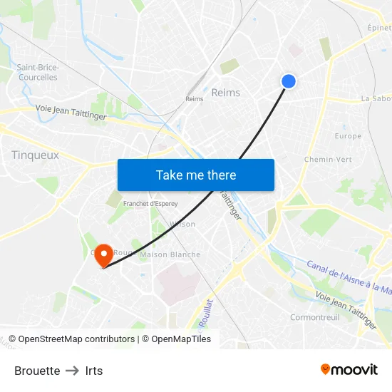 Brouette to Irts map