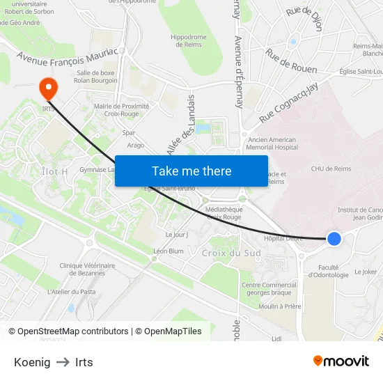 Koenig to Irts map