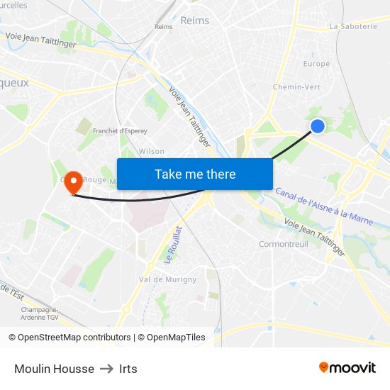 Moulin Housse to Irts map