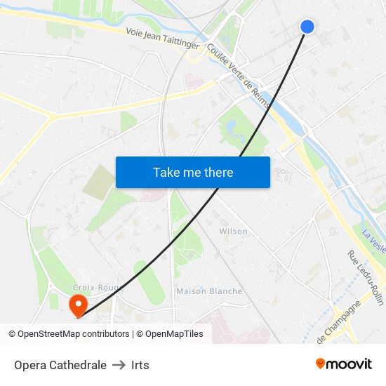 Opera Cathedrale to Irts map