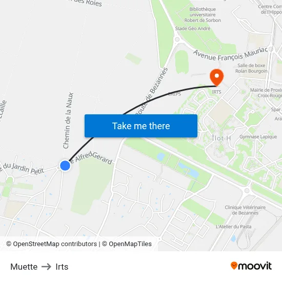 Muette to Irts map