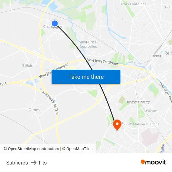 Sablieres to Irts map