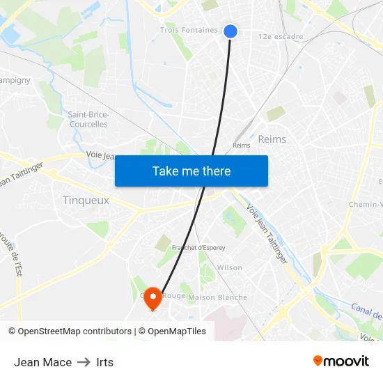 Jean Mace to Irts map