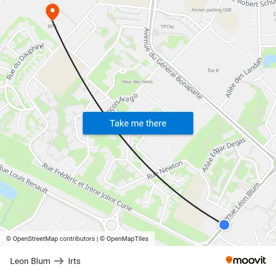 Leon Blum to Irts map