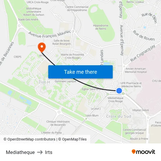 Mediatheque to Irts map