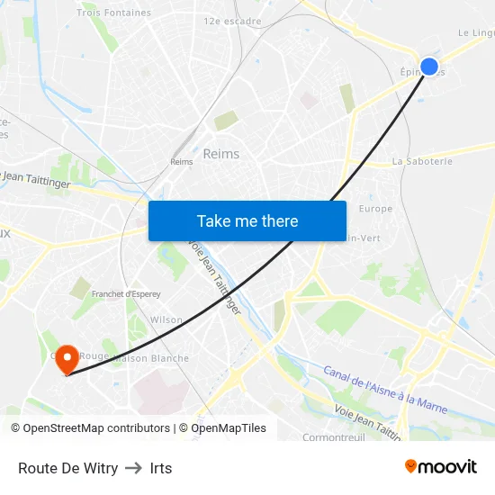Route De Witry to Irts map