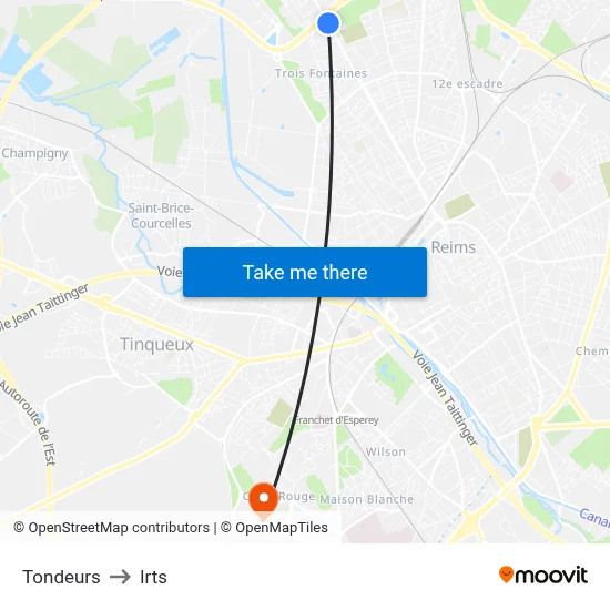 Tondeurs to Irts map