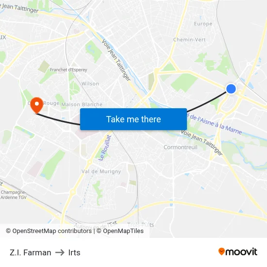 Z.I. Farman to Irts map