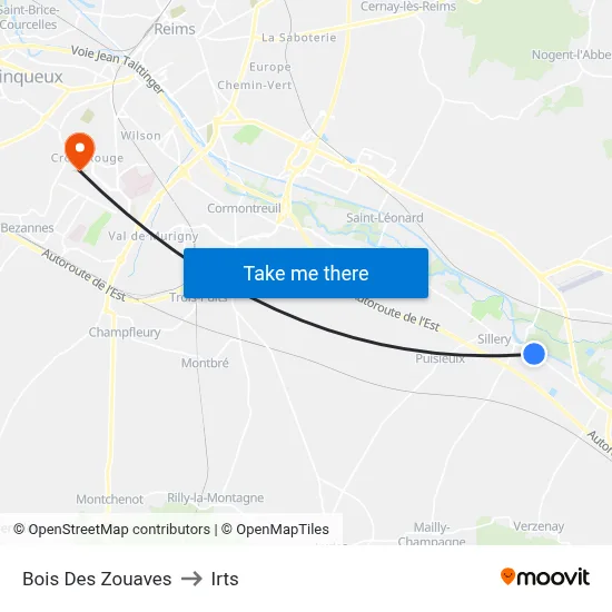 Bois Des Zouaves to Irts map