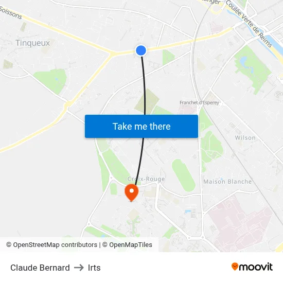 Claude Bernard to Irts map