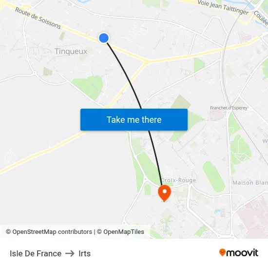 Isle De France to Irts map