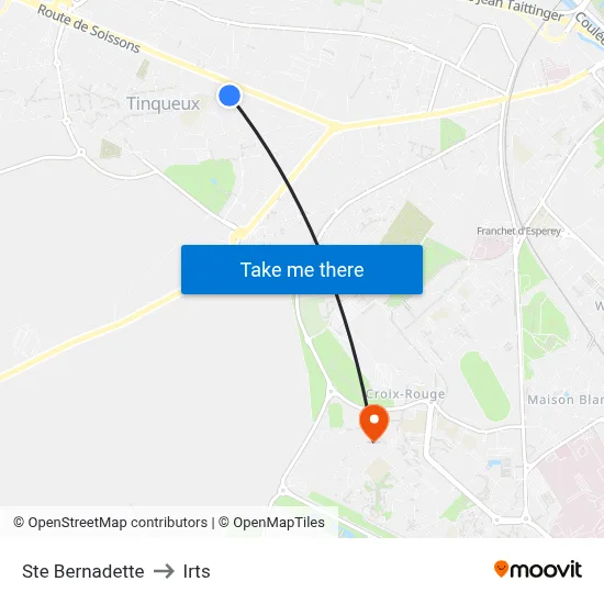 Ste Bernadette to Irts map