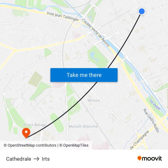 Cathedrale to Irts map