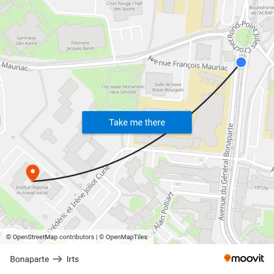 Bonaparte to Irts map