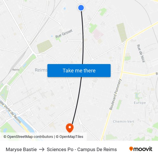 Maryse Bastie to Sciences Po - Campus De Reims map