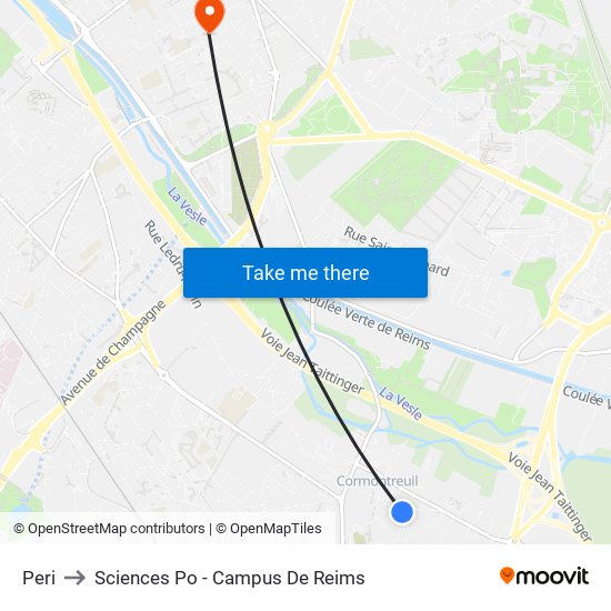 Peri to Sciences Po - Campus De Reims map