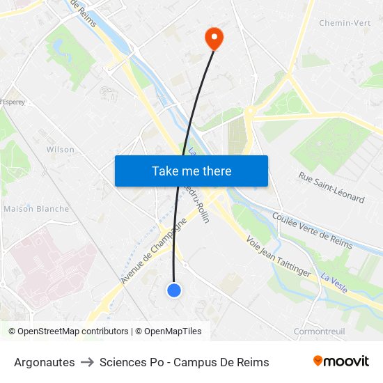 Argonautes to Sciences Po - Campus De Reims map