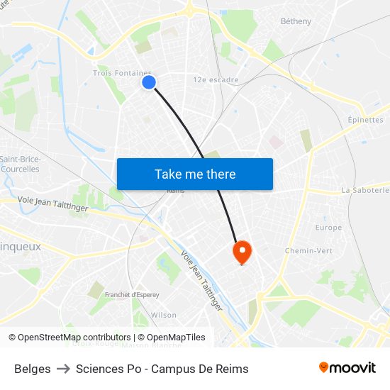 Belges to Sciences Po - Campus De Reims map