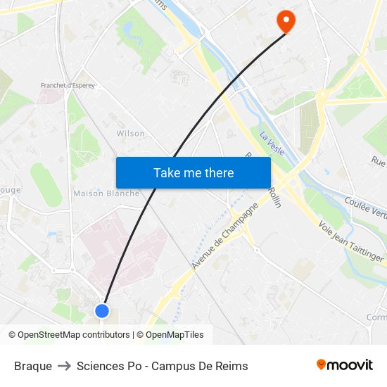 Braque to Sciences Po - Campus De Reims map