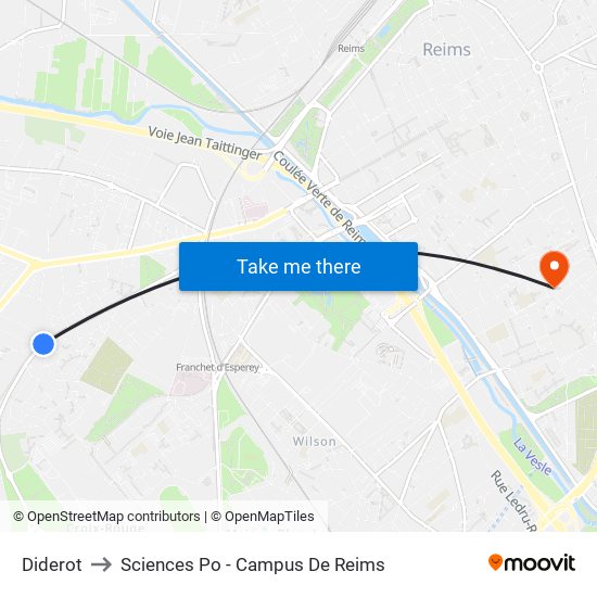 Diderot to Sciences Po - Campus De Reims map