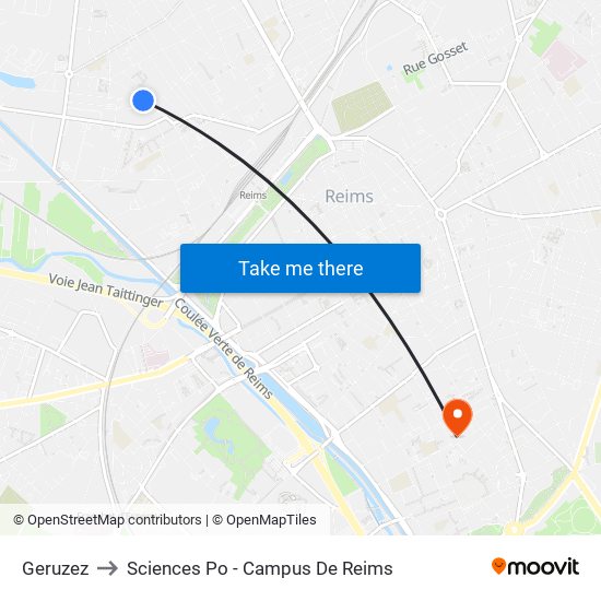 Geruzez to Sciences Po - Campus De Reims map
