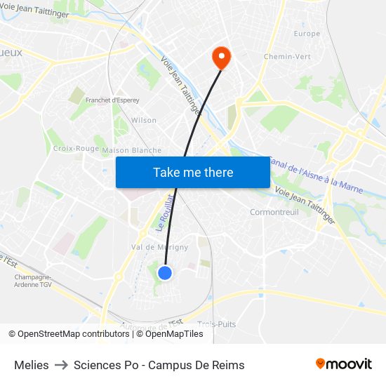 Melies to Sciences Po - Campus De Reims map